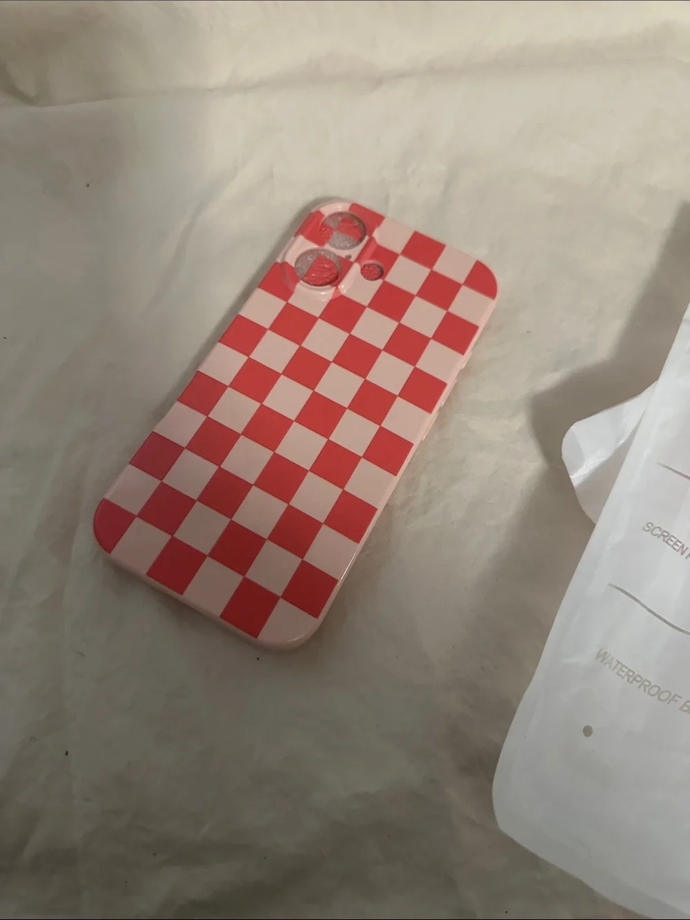 Coral & Pink Checkerboard Phone Case - for iPhone16 NWT